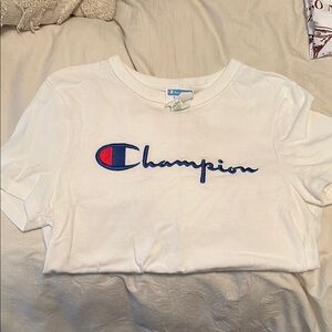 Champion White and Blue Short Sleeve Tee